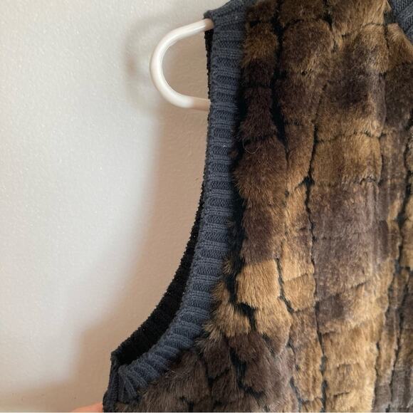 Parkhurst Womens M Brown Faux Fur Leopard Print Zip Front Vest Old Money Glam - Picture 7 of 8